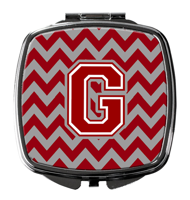 Letter G Chevron Maroon and White Compact Mirror CJ1049-GSCM