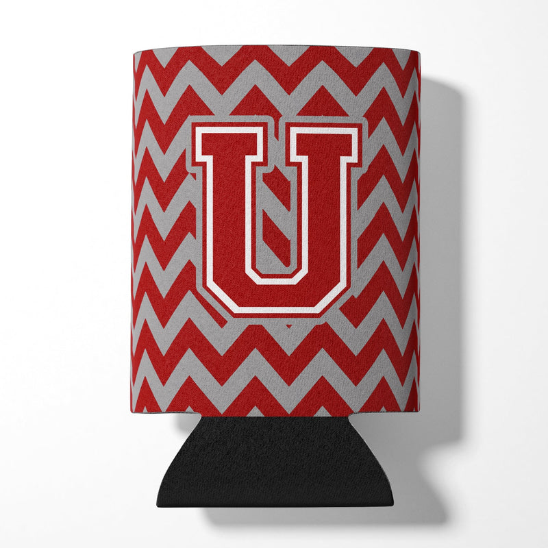 Letter U Chevron Maroon and White Can or Bottle Hugger CJ1049-UCC