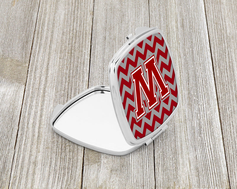 Letter W Chevron Maroon and White Compact Mirror CJ1049-WSCM