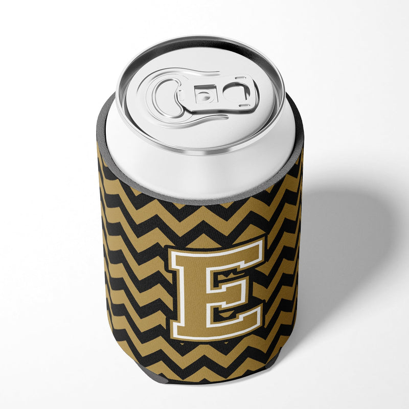 Letter E Chevron Black and Gold  Can or Bottle Hugger CJ1050-ECC