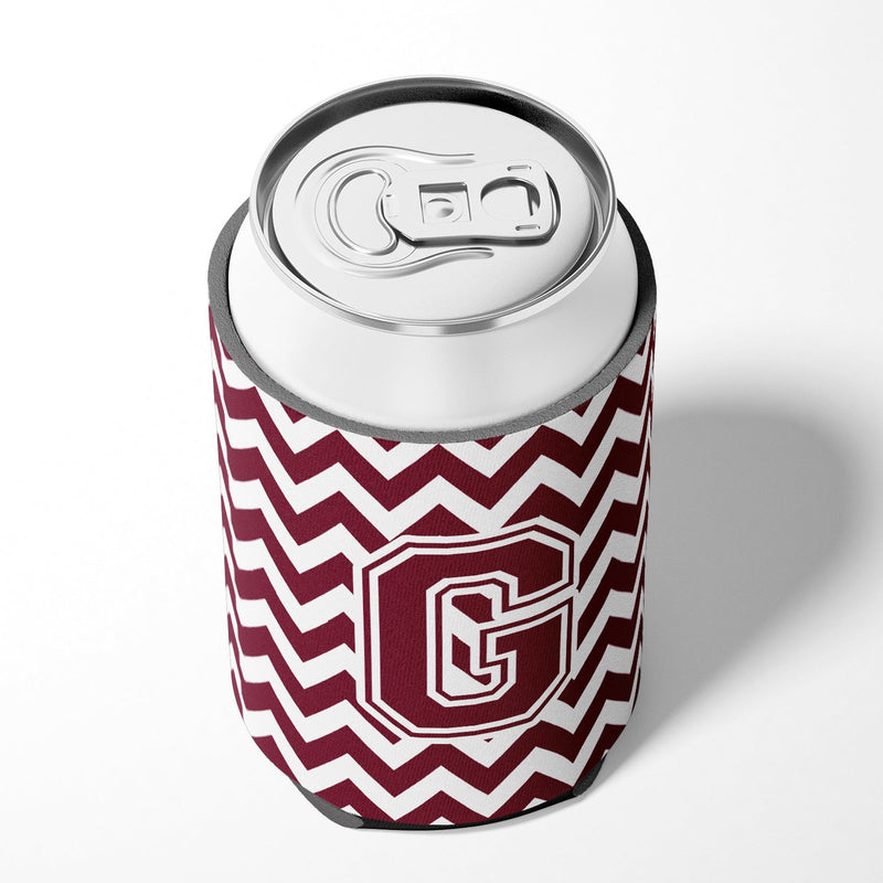 Letter G Chevron Maroon and White  Can or Bottle Hugger CJ1051-GCC