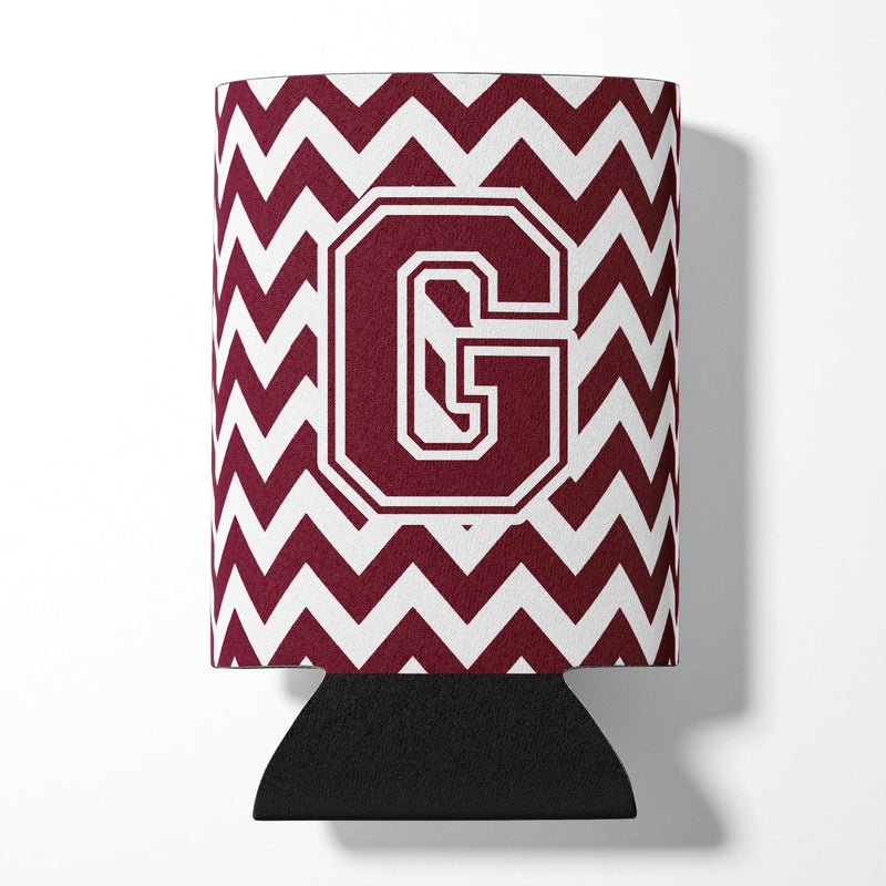 Letter G Chevron Maroon and White  Can or Bottle Hugger CJ1051-GCC