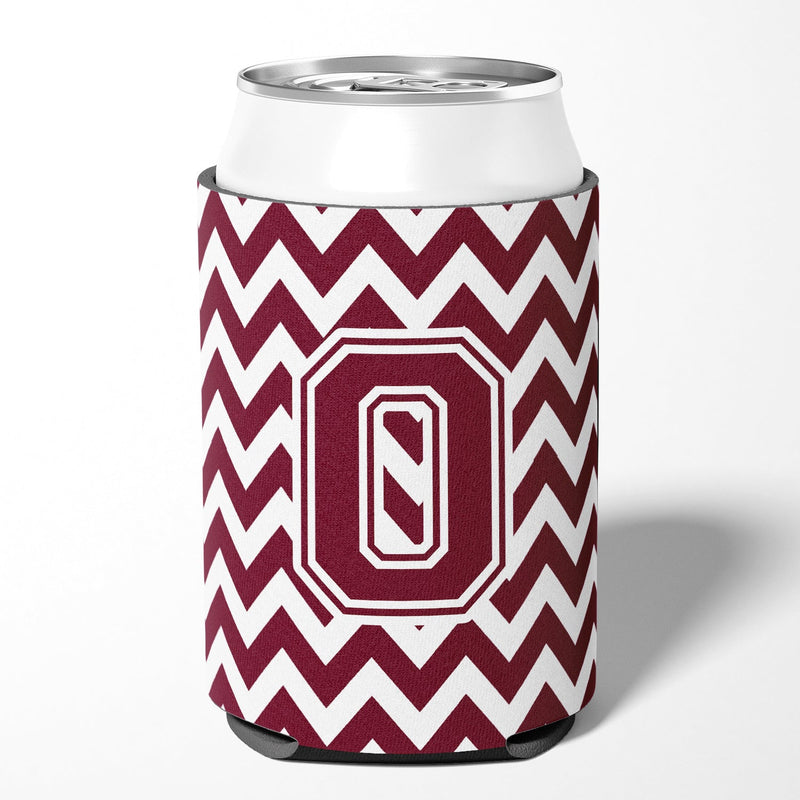 Letter O Chevron Maroon and White  Can or Bottle Hugger CJ1051-OCC