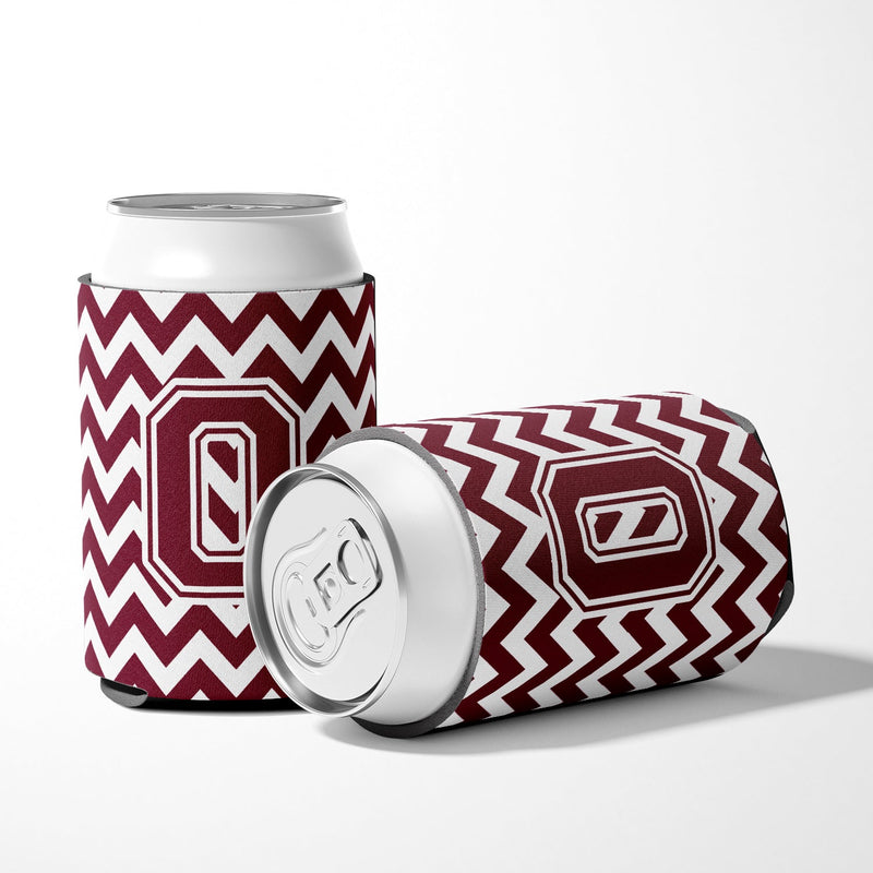 Letter O Chevron Maroon and White  Can or Bottle Hugger CJ1051-OCC