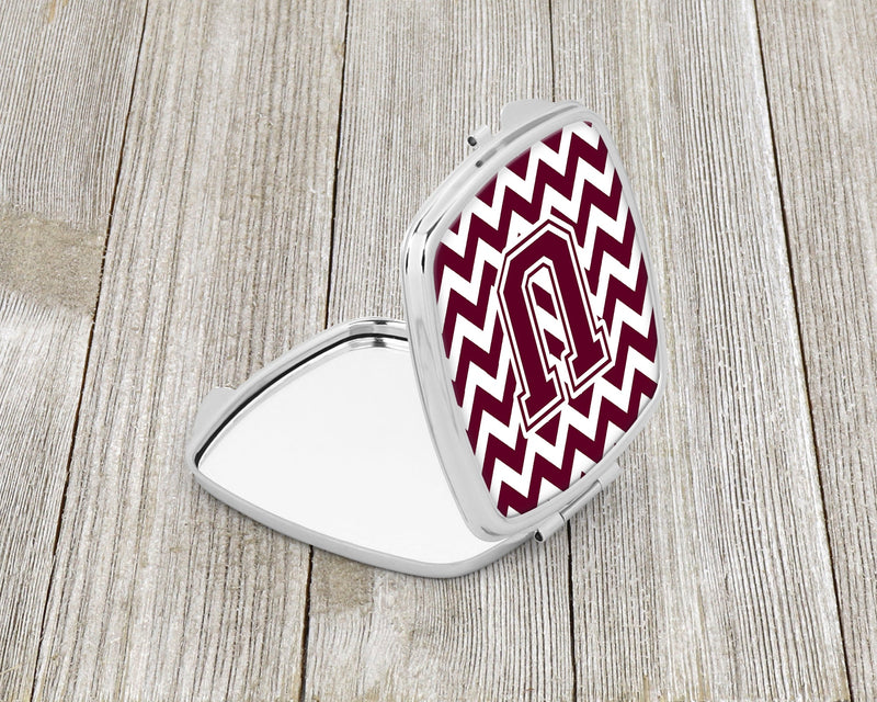 Letter U Chevron Maroon and White  Compact Mirror CJ1051-USCM