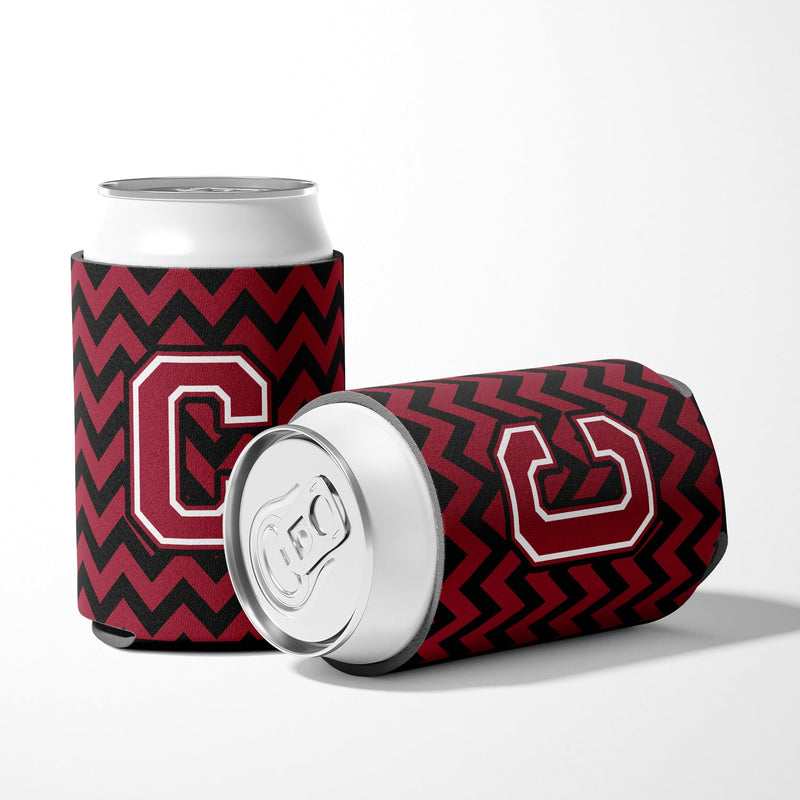 Letter C Chevron Garnet and Black  Can or Bottle Hugger CJ1052-CCC