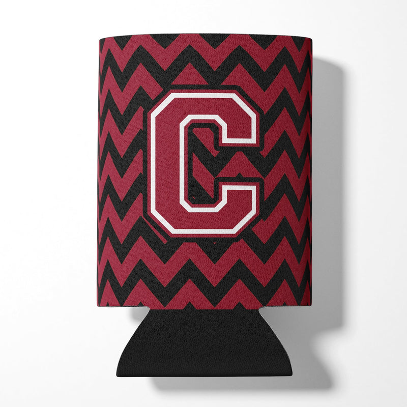 Letter C Chevron Garnet and Black  Can or Bottle Hugger CJ1052-CCC