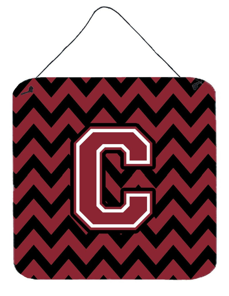 Letter C Chevron Garnet and Black  Wall or Door Hanging Prints CJ1052-CDS66