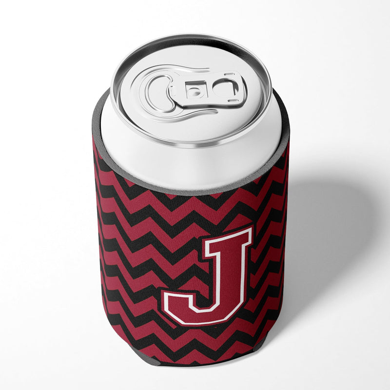 Letter J Chevron Garnet and Black  Can or Bottle Hugger CJ1052-JCC