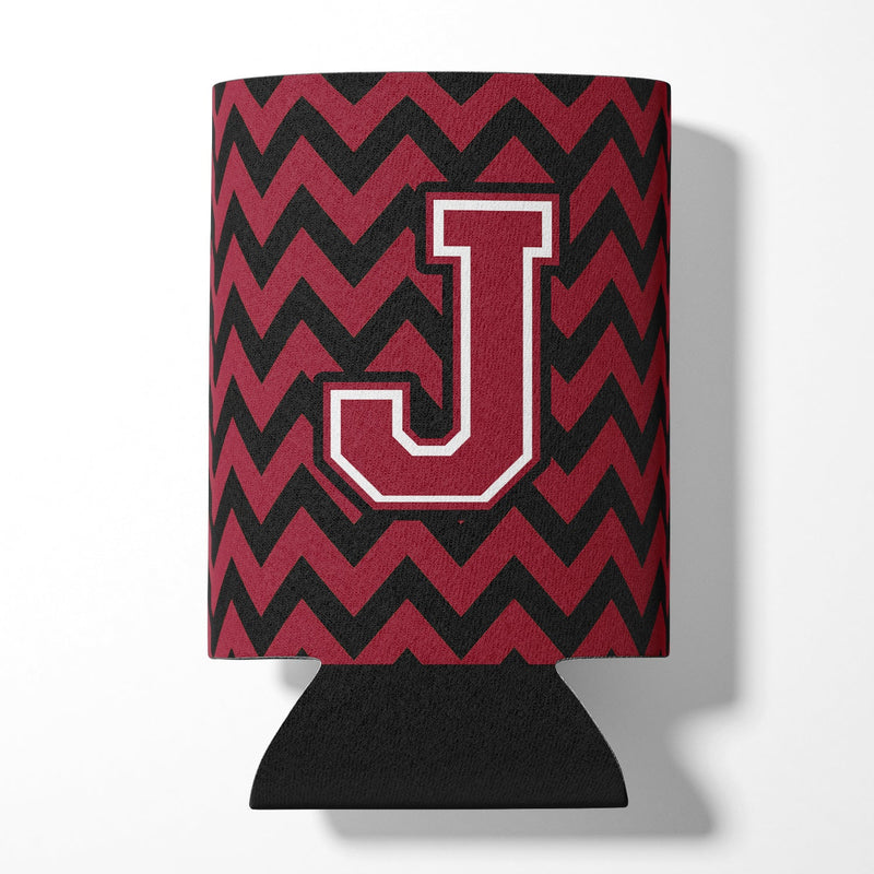 Letter J Chevron Garnet and Black  Can or Bottle Hugger CJ1052-JCC