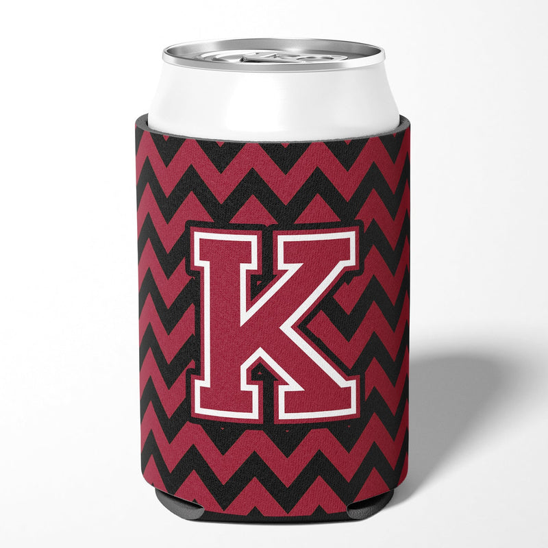 Letter K Chevron Garnet and Black  Can or Bottle Hugger CJ1052-KCC