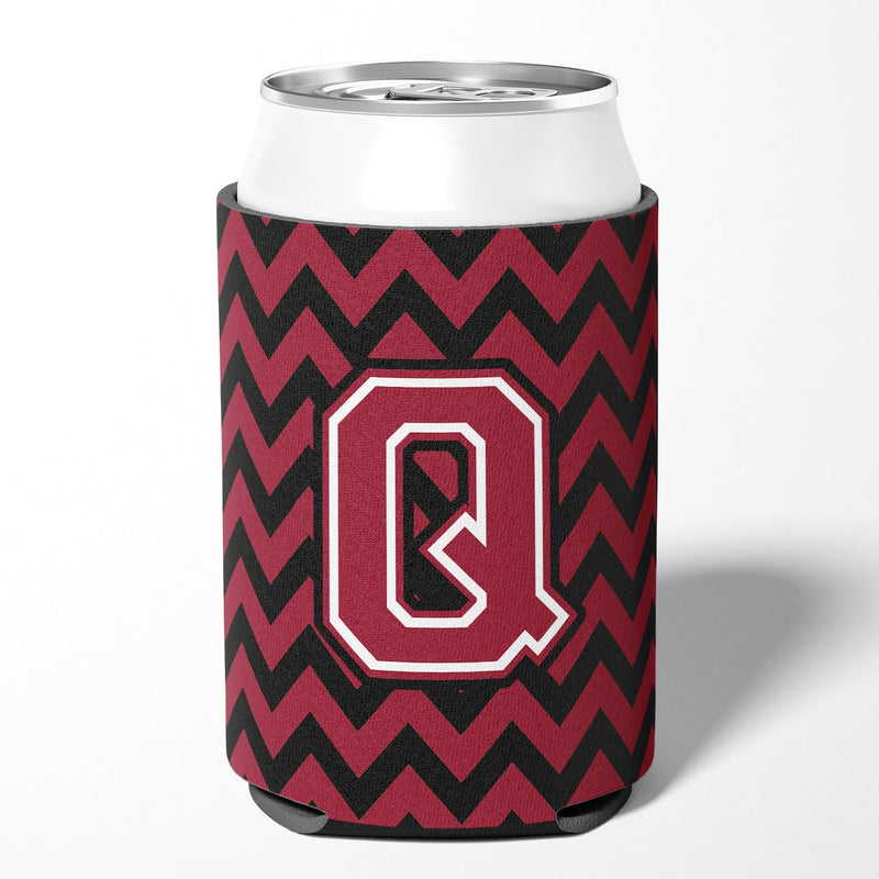 Letter Q Chevron Garnet and Black  Can or Bottle Hugger CJ1052-QCC