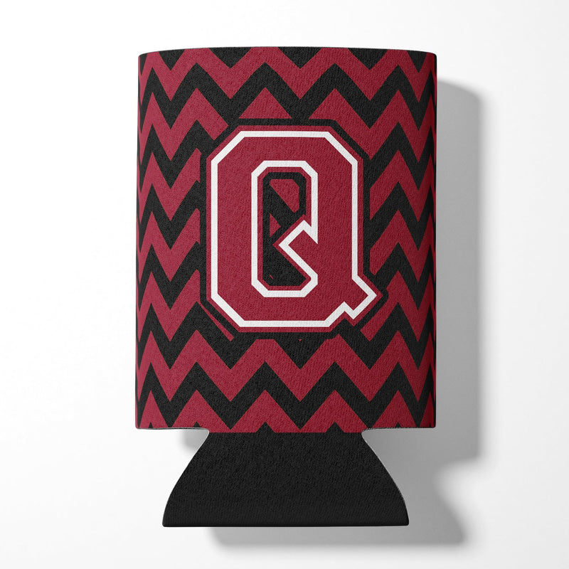 Letter Q Chevron Garnet and Black  Can or Bottle Hugger CJ1052-QCC