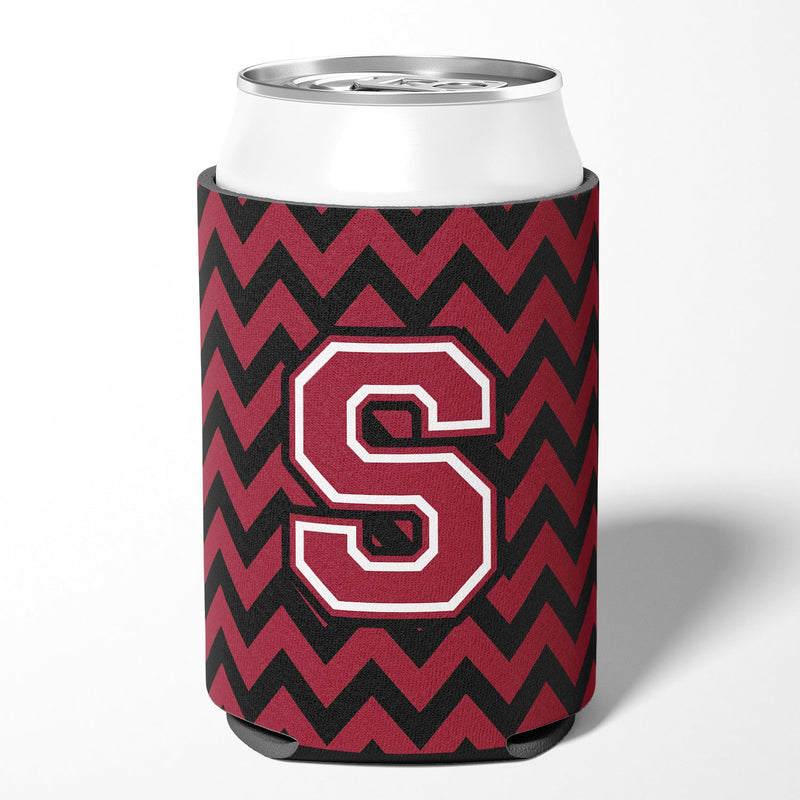 Letter S Chevron Garnet and Black  Can or Bottle Hugger CJ1052-SCC