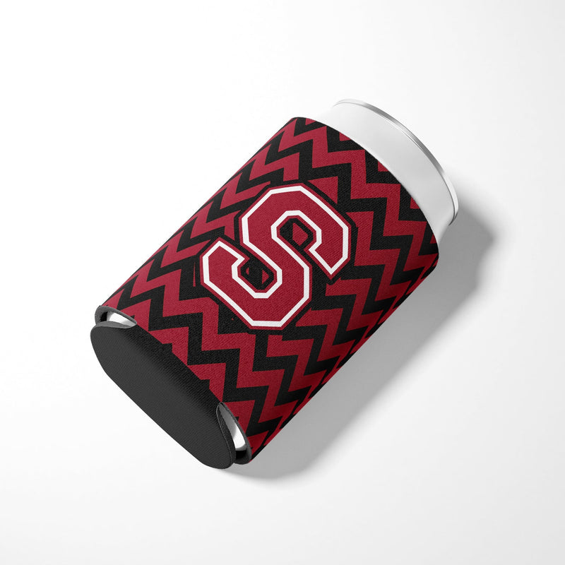 Letter S Chevron Garnet and Black  Can or Bottle Hugger CJ1052-SCC