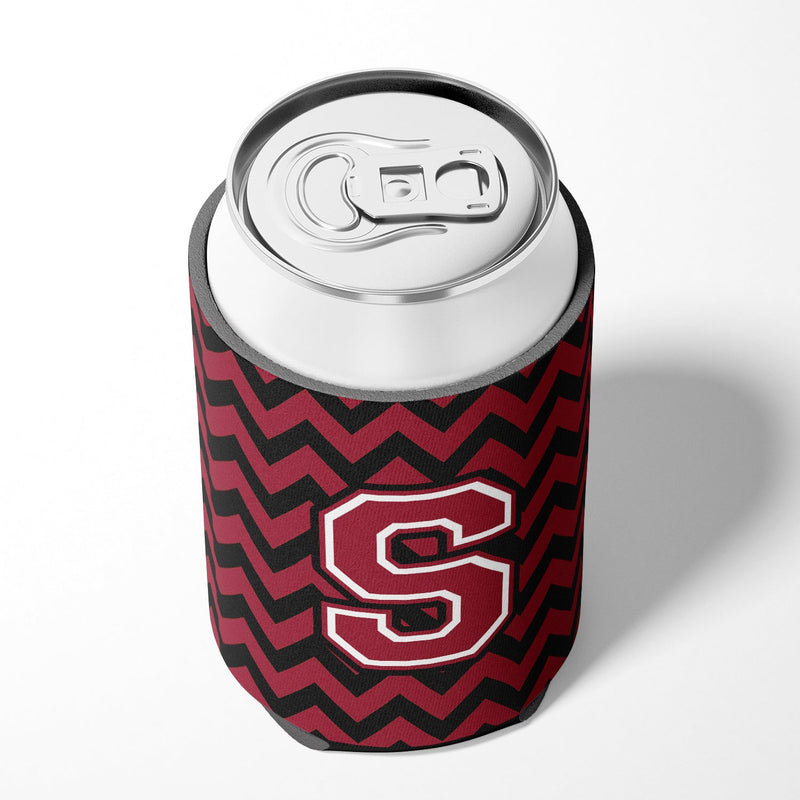 Letter S Chevron Garnet and Black  Can or Bottle Hugger CJ1052-SCC