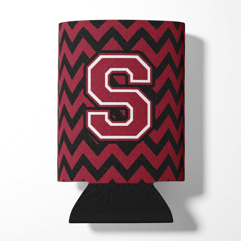 Letter S Chevron Garnet and Black  Can or Bottle Hugger CJ1052-SCC