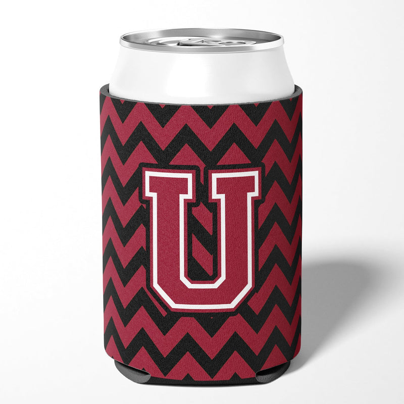 Letter U Chevron Garnet and Black  Can or Bottle Hugger CJ1052-UCC