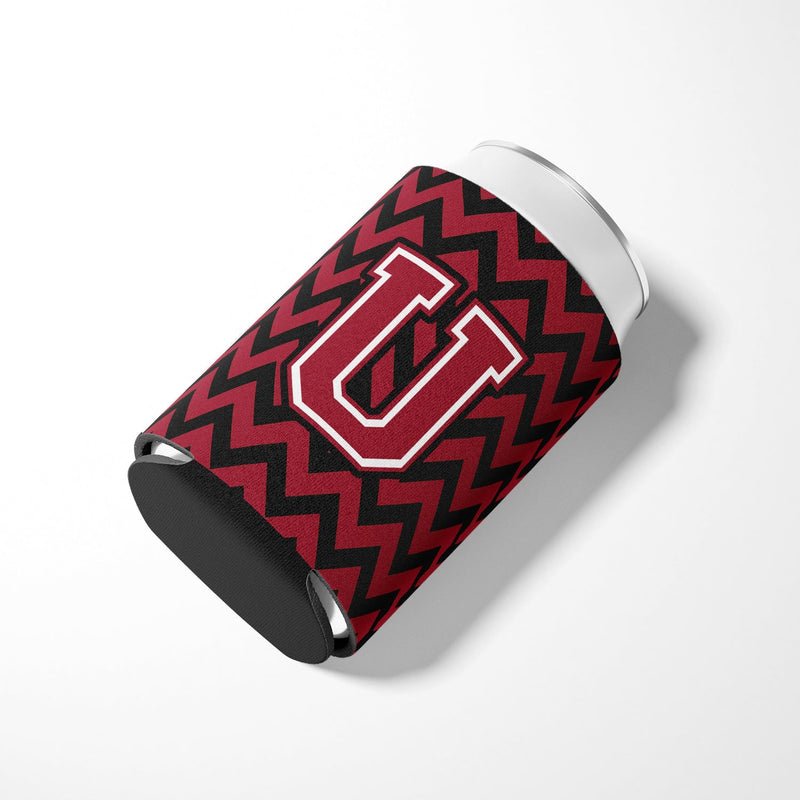 Letter U Chevron Garnet and Black  Can or Bottle Hugger CJ1052-UCC