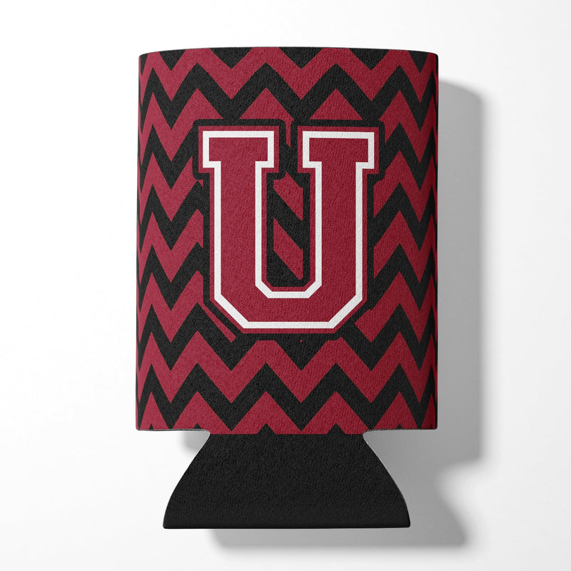 Letter U Chevron Garnet and Black  Can or Bottle Hugger CJ1052-UCC