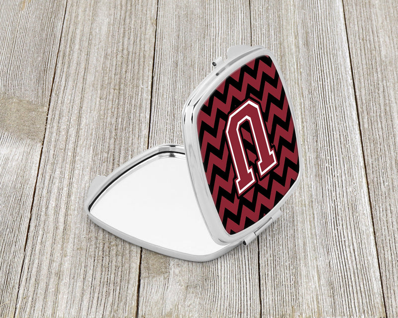 Letter U Chevron Garnet and Black  Compact Mirror CJ1052-USCM