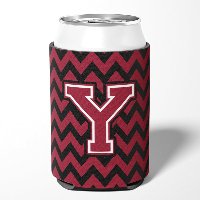 Letter Y Chevron Garnet and Black  Can or Bottle Hugger CJ1052-YCC