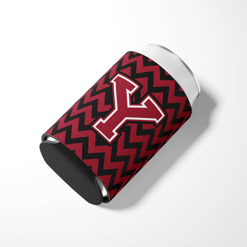 Letter Y Chevron Garnet and Black  Can or Bottle Hugger CJ1052-YCC