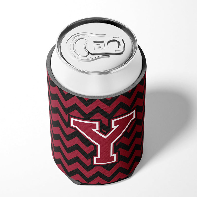 Letter Y Chevron Garnet and Black  Can or Bottle Hugger CJ1052-YCC