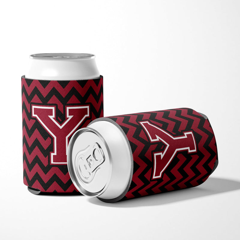 Letter Y Chevron Garnet and Black  Can or Bottle Hugger CJ1052-YCC