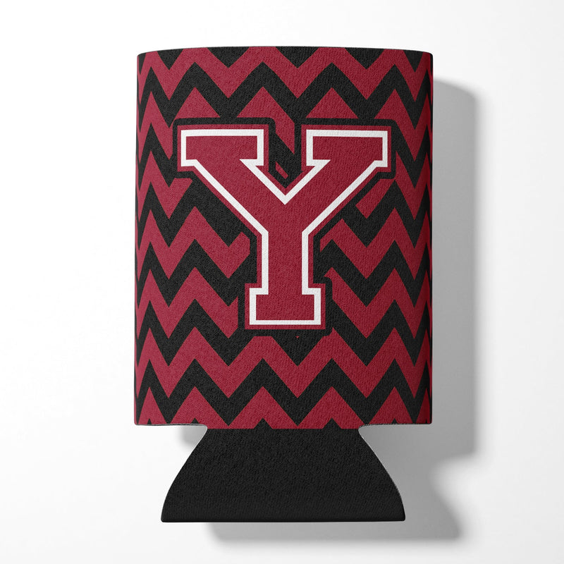 Letter Y Chevron Garnet and Black  Can or Bottle Hugger CJ1052-YCC