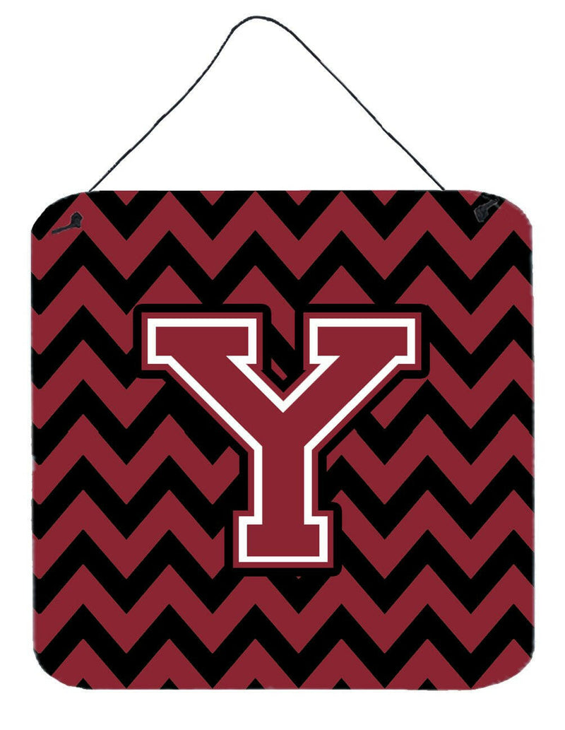 Letter Y Chevron Garnet and Black  Wall or Door Hanging Prints CJ1052-YDS66