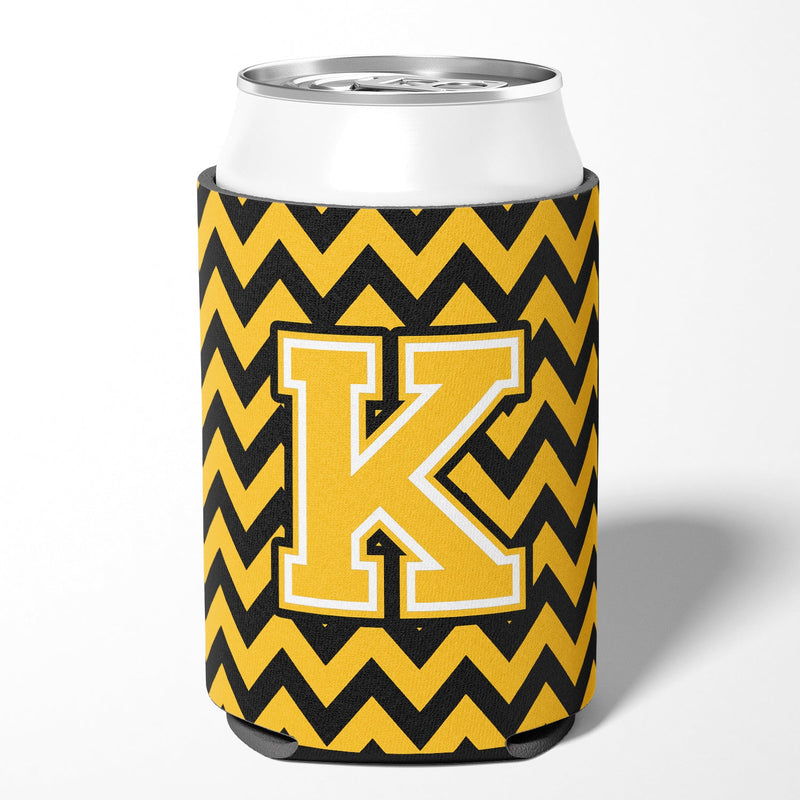 Letter K Chevron Black and Gold Can or Bottle Hugger CJ1053-KCC