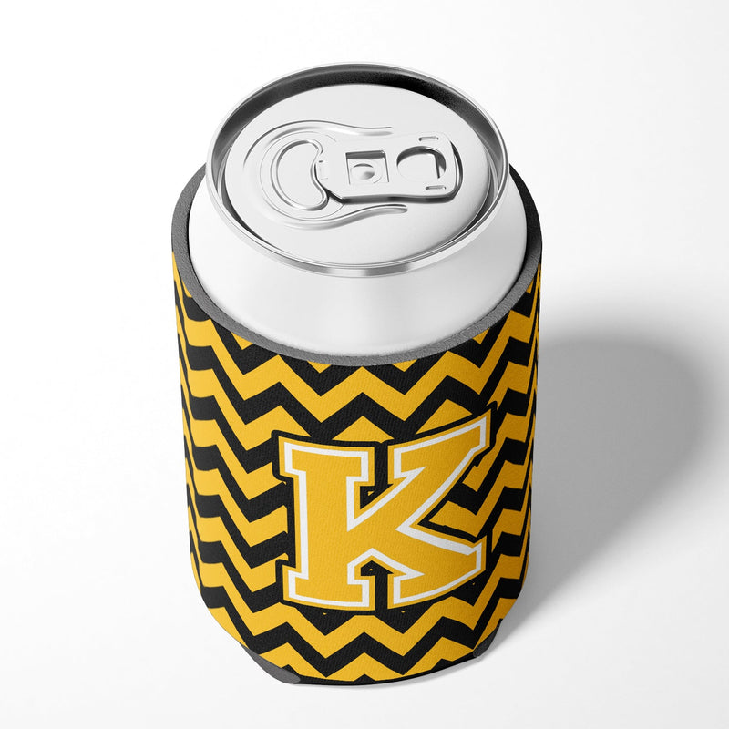 Letter K Chevron Black and Gold Can or Bottle Hugger CJ1053-KCC