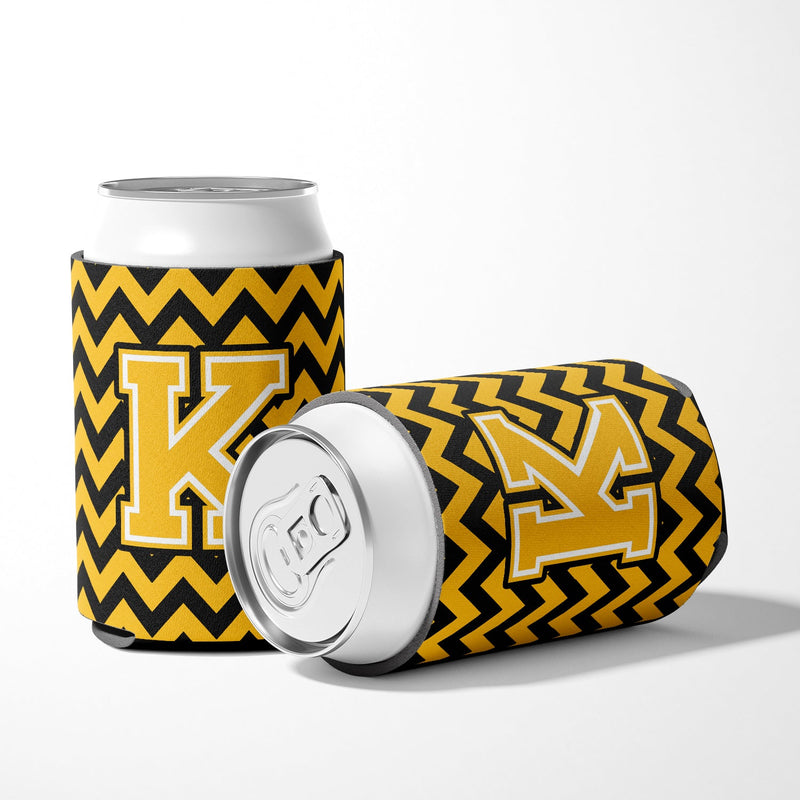 Letter K Chevron Black and Gold Can or Bottle Hugger CJ1053-KCC