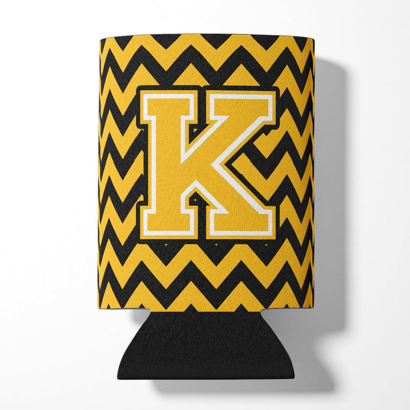 Letter K Chevron Black and Gold Can or Bottle Hugger CJ1053-KCC