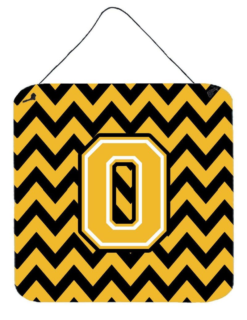 Letter O Chevron Black and Gold Wall or Door Hanging Prints CJ1053-ODS66