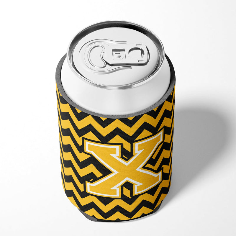 Letter X Chevron Black and Gold Can or Bottle Hugger CJ1053-XCC