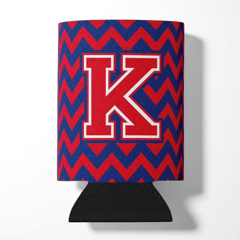 Letter K Chevron Yale Blue and Crimson Can or Bottle Hugger CJ1054-KCC