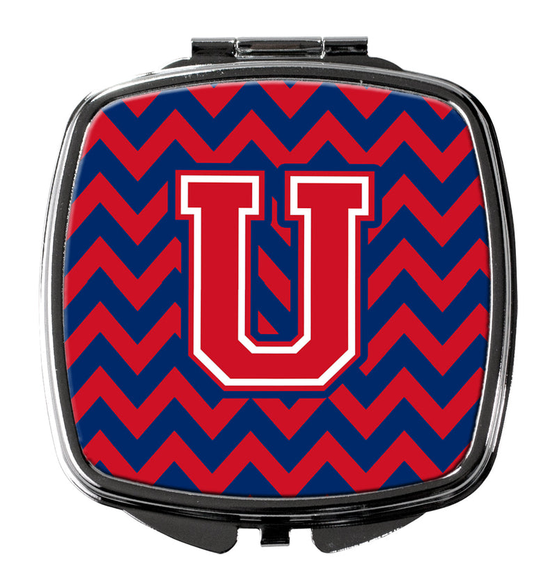 Letter U Chevron Yale Blue and Crimson Compact Mirror CJ1054-USCM