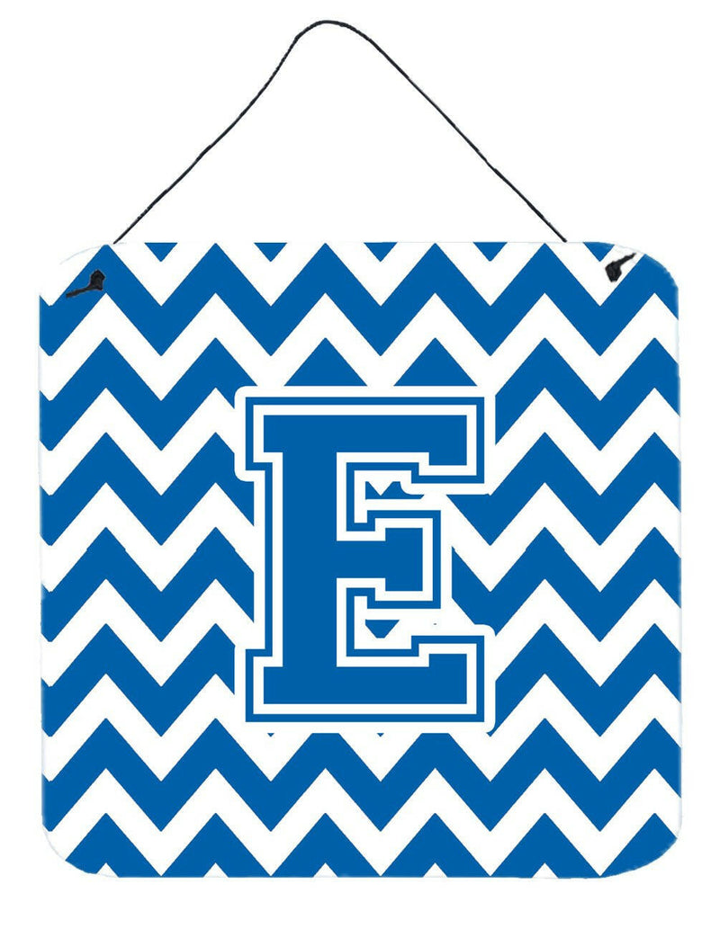 Letter E Chevron Blue and White Wall or Door Hanging Prints CJ1056-EDS66