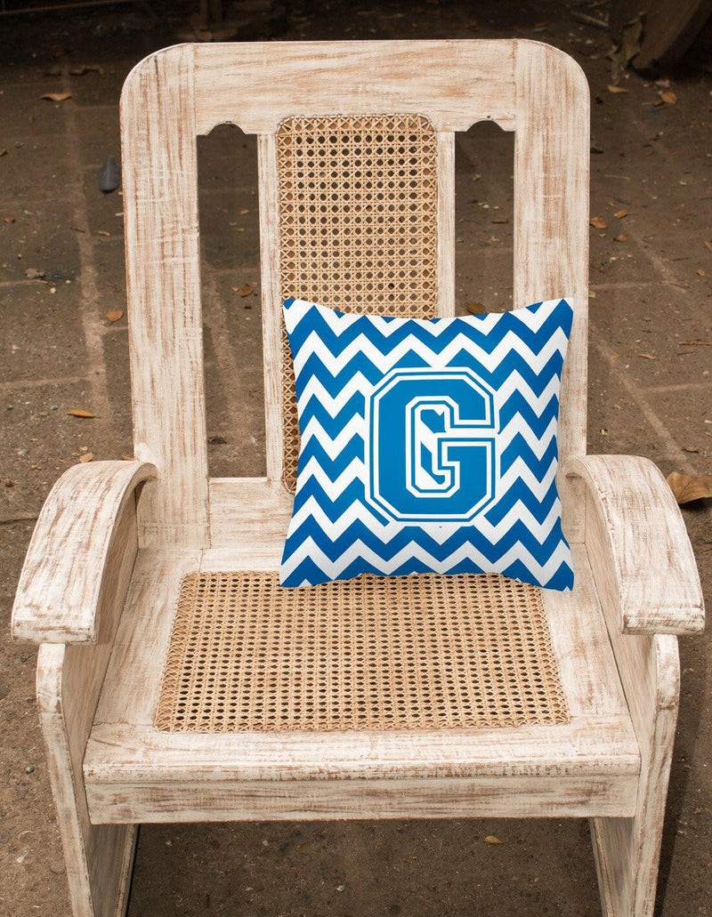 Letter G Chevron Blue and White Fabric Decorative Pillow CJ1056-GPW1414