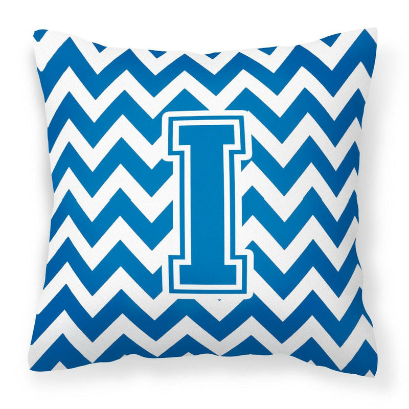 Letter I Chevron Blue and White Fabric Decorative Pillow CJ1056-IPW1414