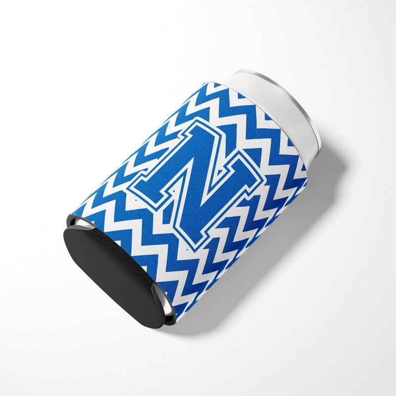 Letter N Chevron Blue and White Can or Bottle Hugger CJ1056-NCC