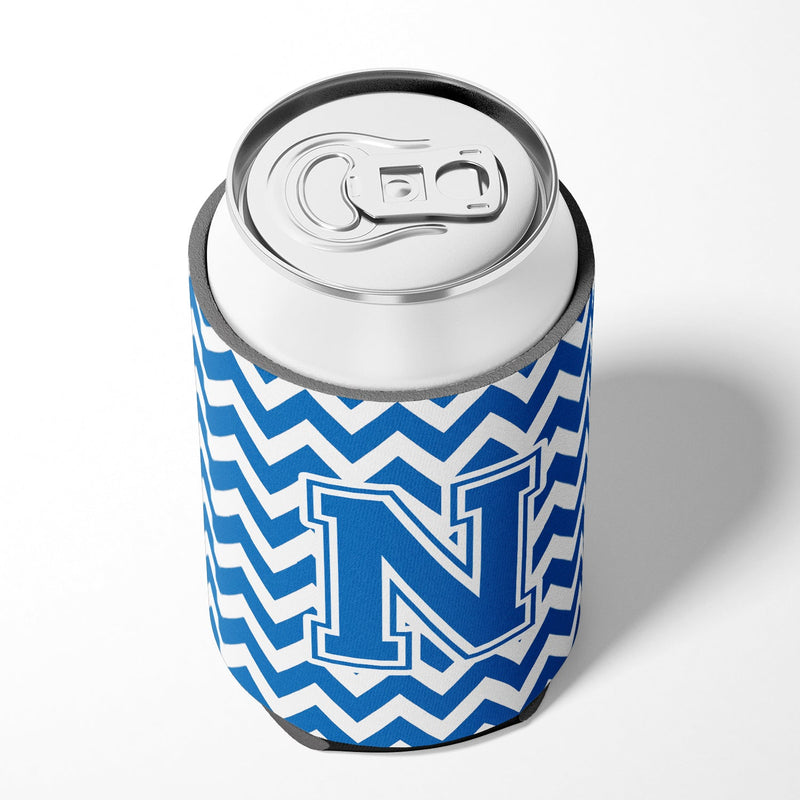 Letter N Chevron Blue and White Can or Bottle Hugger CJ1056-NCC