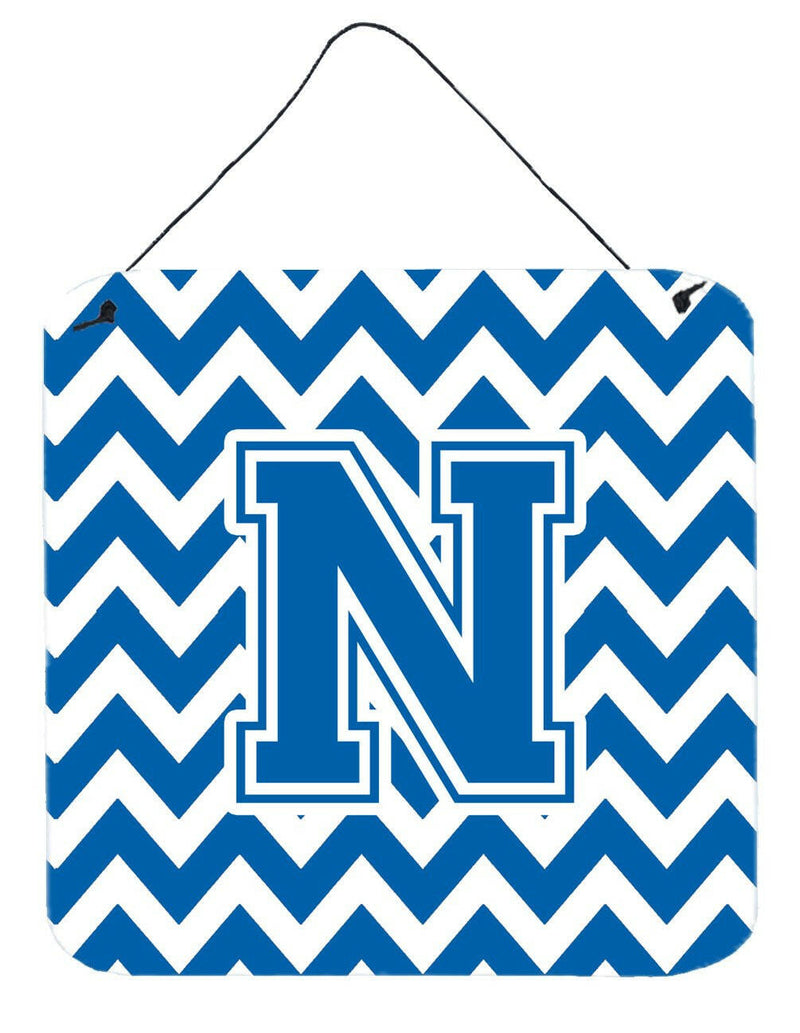 Letter N Chevron Blue and White Wall or Door Hanging Prints CJ1056-NDS66