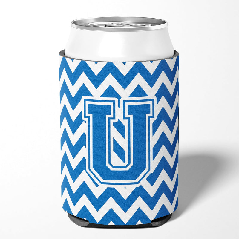 Letter U Chevron Blue and White Can or Bottle Hugger CJ1056-UCC