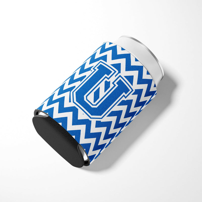 Letter U Chevron Blue and White Can or Bottle Hugger CJ1056-UCC