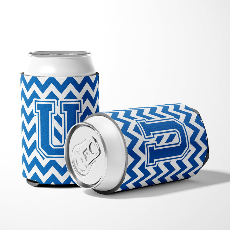 Letter U Chevron Blue and White Can or Bottle Hugger CJ1056-UCC