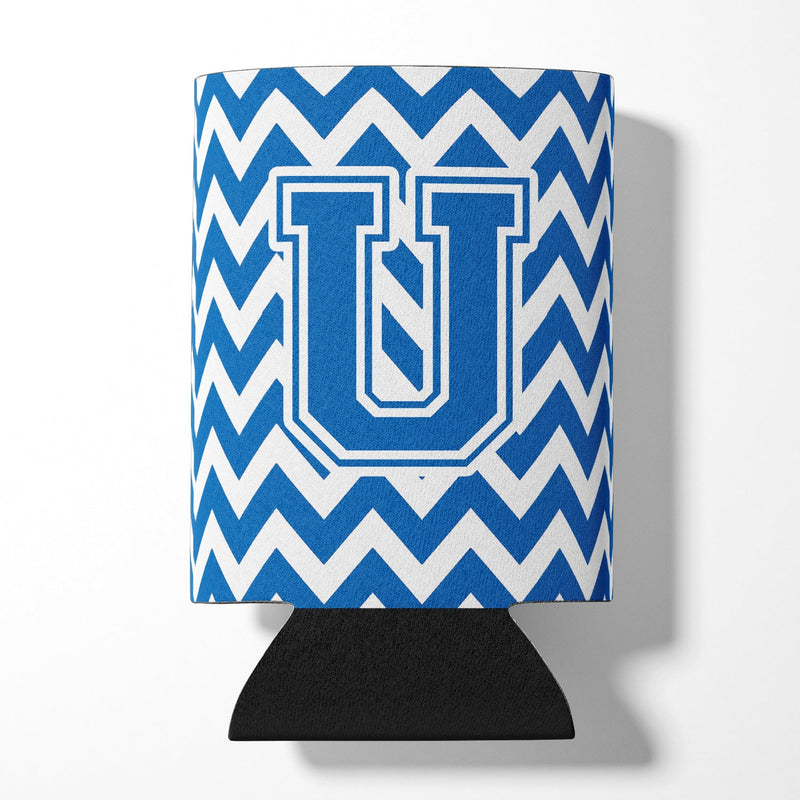 Letter U Chevron Blue and White Can or Bottle Hugger CJ1056-UCC