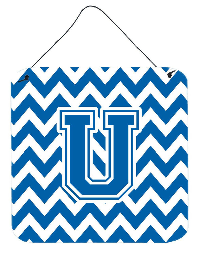 Letter U Chevron Blue and White Wall or Door Hanging Prints CJ1056-UDS66